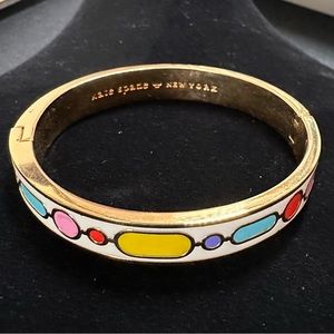KATE SPADE ENAMEL BANGLE BRACELET, 7” GOLD TONE , W MAGNET CLOSURE
